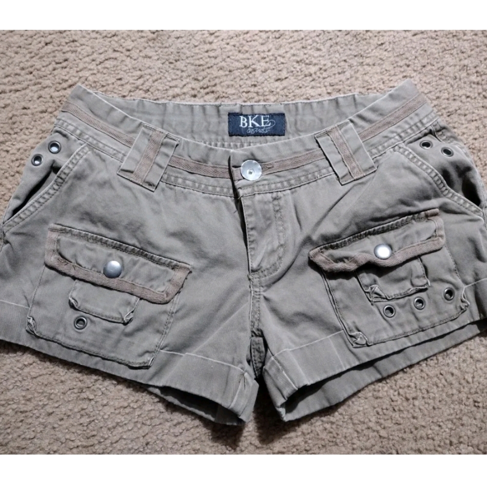 BKE Casual Parker Tan Distressed Khaki Pocket Short Shorts Size 28
